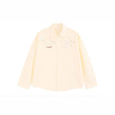Spring Autumn Sweet Casual Top Striped Embroidered Women's Shirt Long Sleeve Polo Collar Sun Protection Chic Elegant Blouses